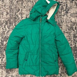 Mini Boden Green Kids Fleece lined Puffer Jacket